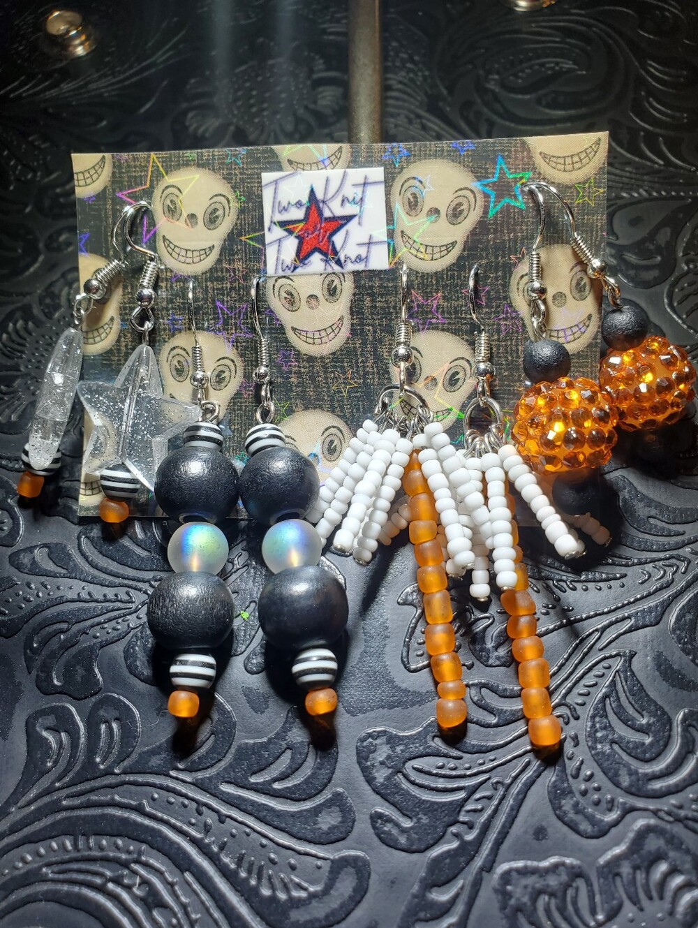 4 Pack -  Halloween Dangle Earrings Spooky Fun Flashy - Spirits Statement Pieces